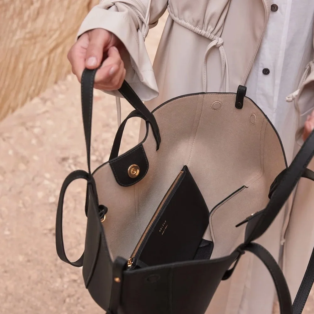 Polène Black Mini Cyme Leather Tote - Picture 9 of 9